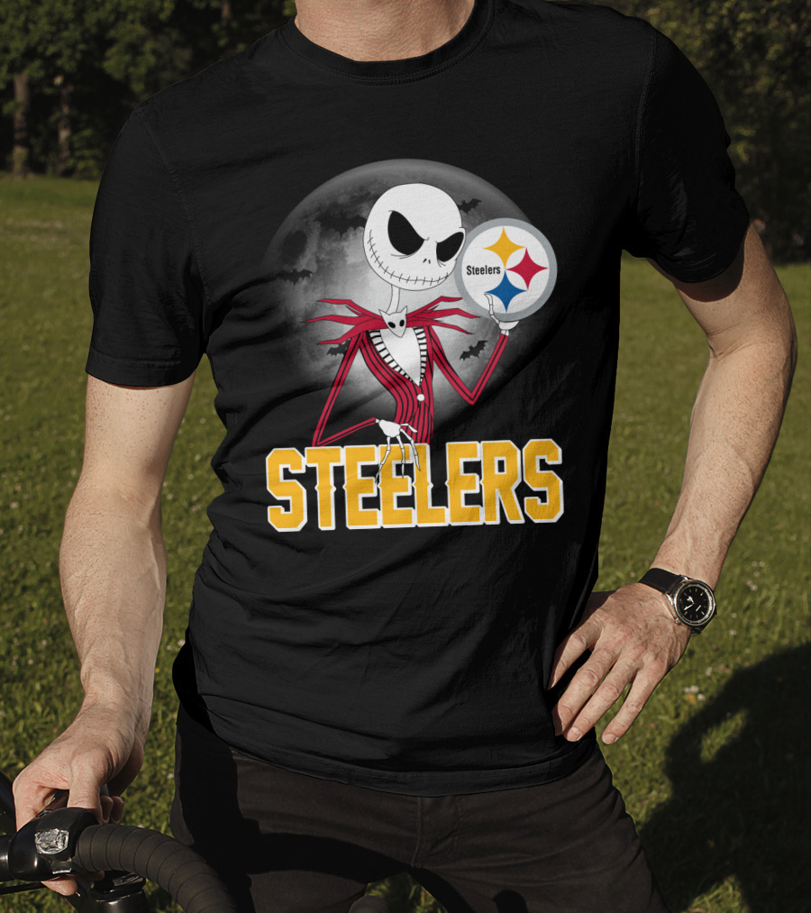 Jack Skellington Steelers Halloween Moon T-Shirt