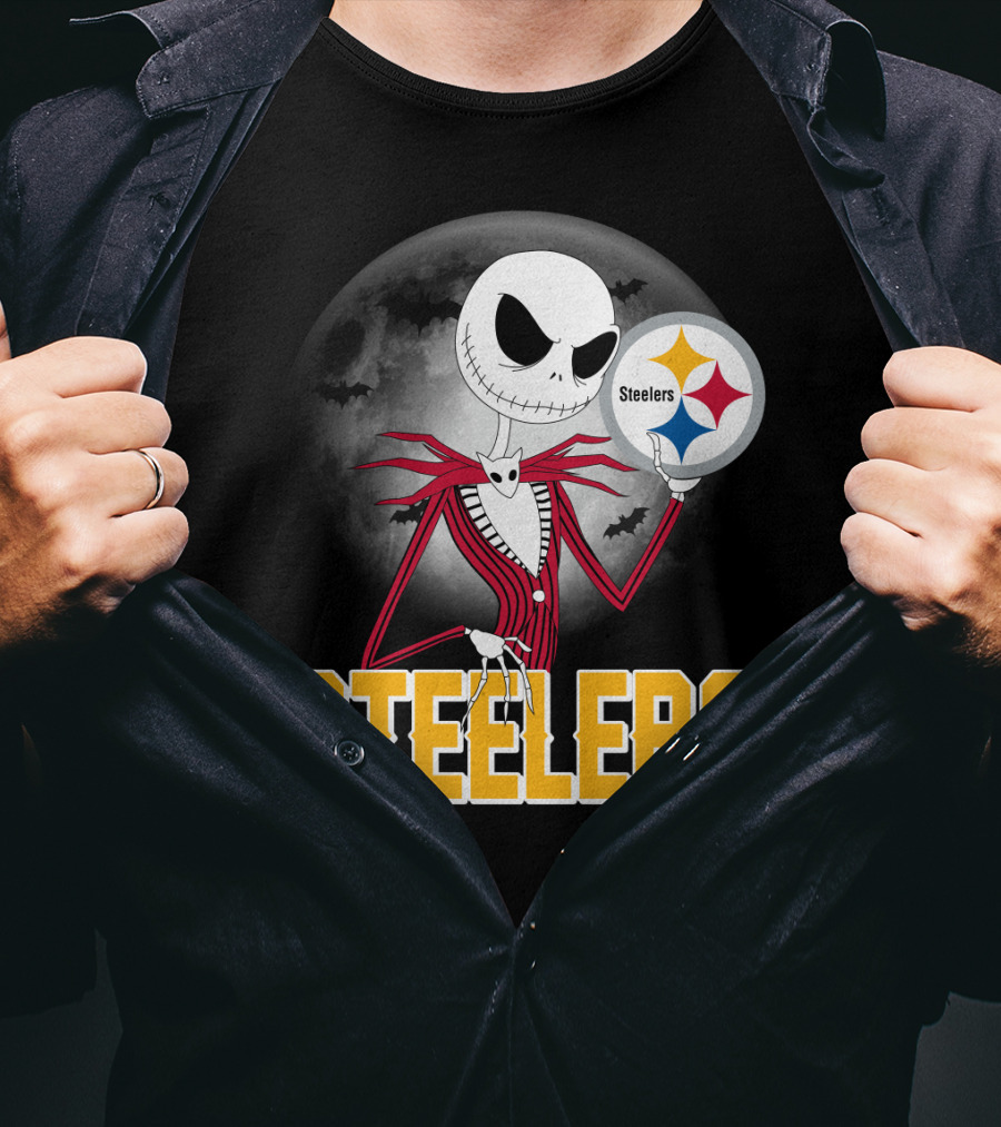 Jack Skellington Steelers Halloween Moon T-Shirt