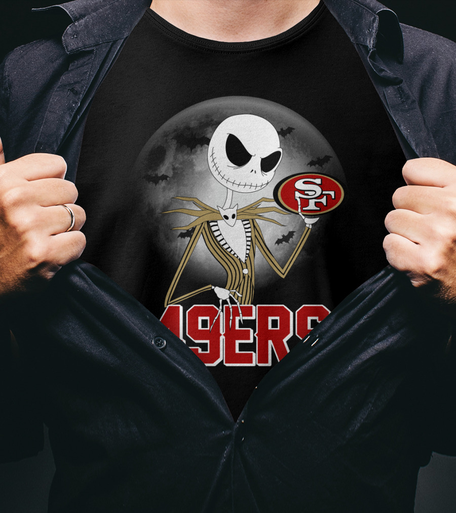 Halloween Jack Skellington San Francisco 49ers Moon Bats T-Shirt