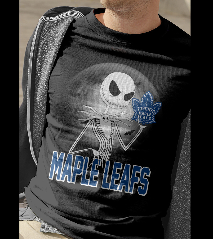 Toronto Maple Leafs Jack Skellington Halloween Moon T-Shirt