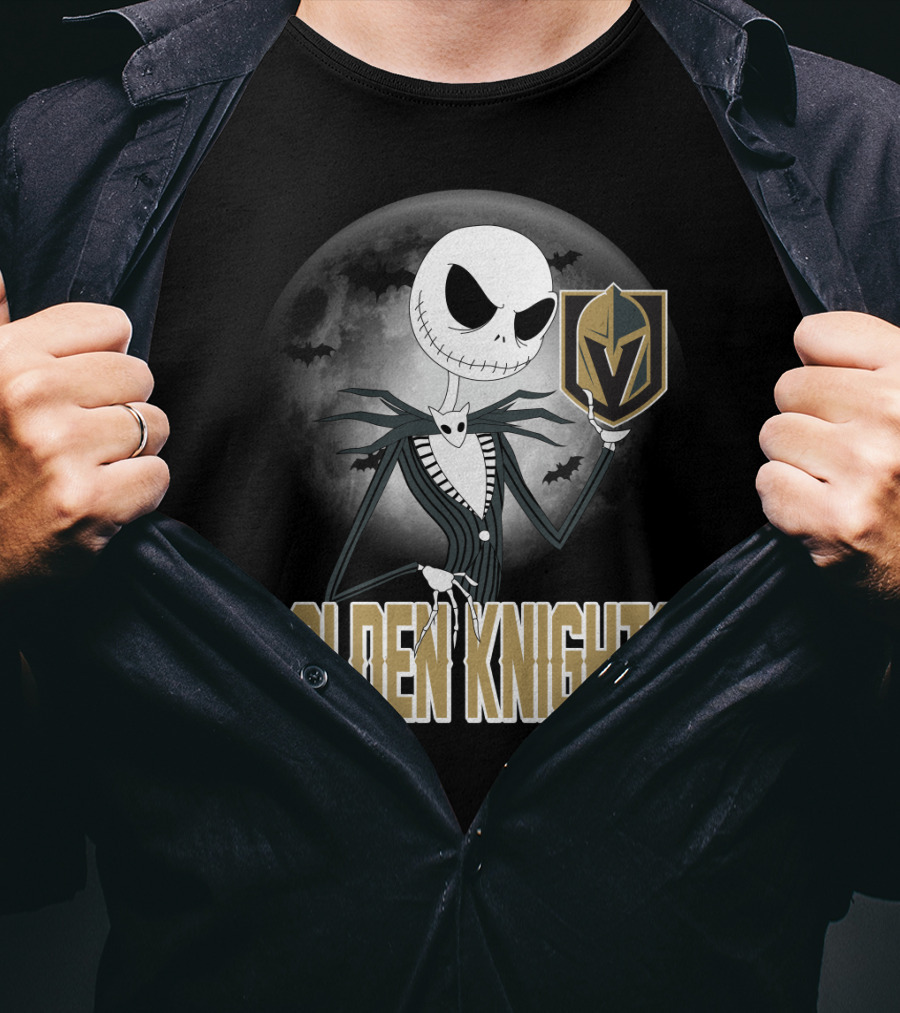 Golden Knights Jack Skeleton Halloween Moon Vegas T-Shirt