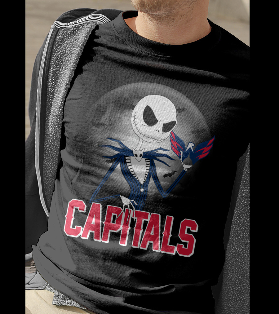 Jack Skellington Halloween Meets Washington Capitals Moon Night T-Shirt