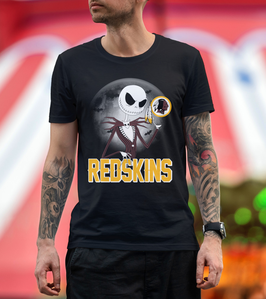 Jack Skellington Moon Redskins Logo Halloween T-Shirt
