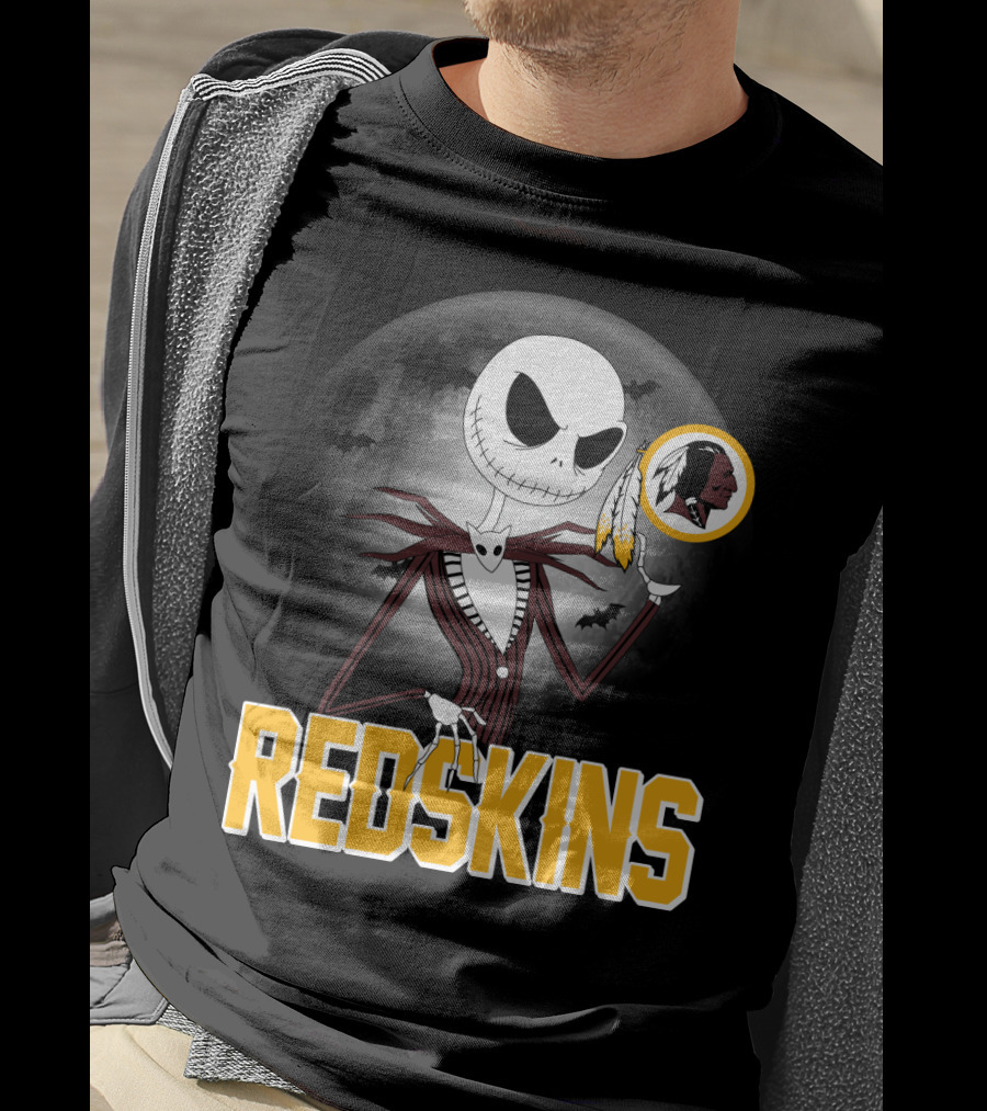 Jack Skellington Moon Redskins Logo Halloween T-Shirt