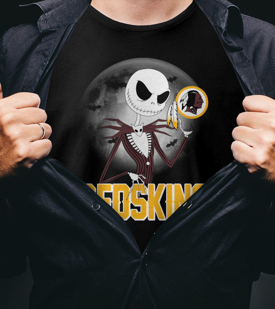 Jack Skellington Moon Redskins Logo Halloween T-Shirt