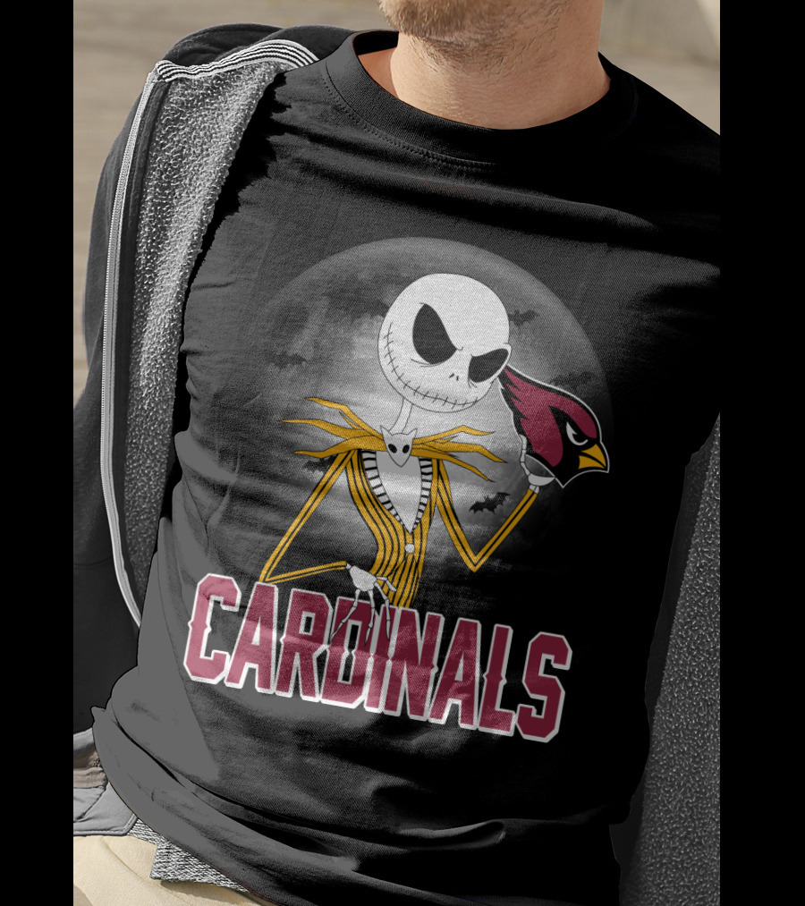 Jack Skellington Cardinals Halloween Moon Arizona T-Shirt