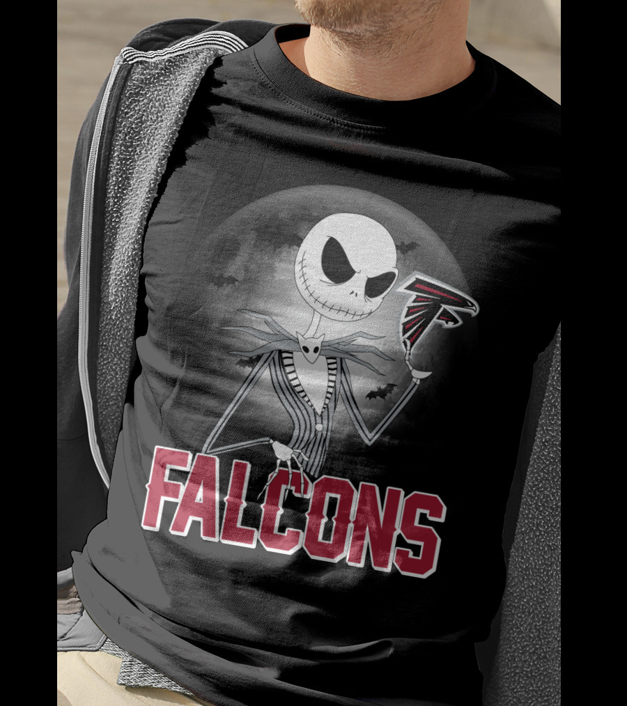 Jack Skellington Halloween Atlanta Falcons Moon T-Shirt