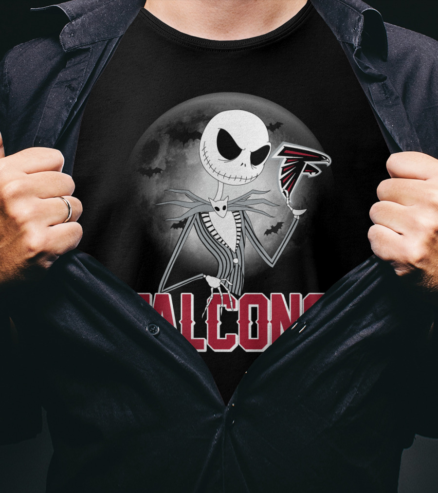 Jack Skellington Halloween Atlanta Falcons Moon T-Shirt