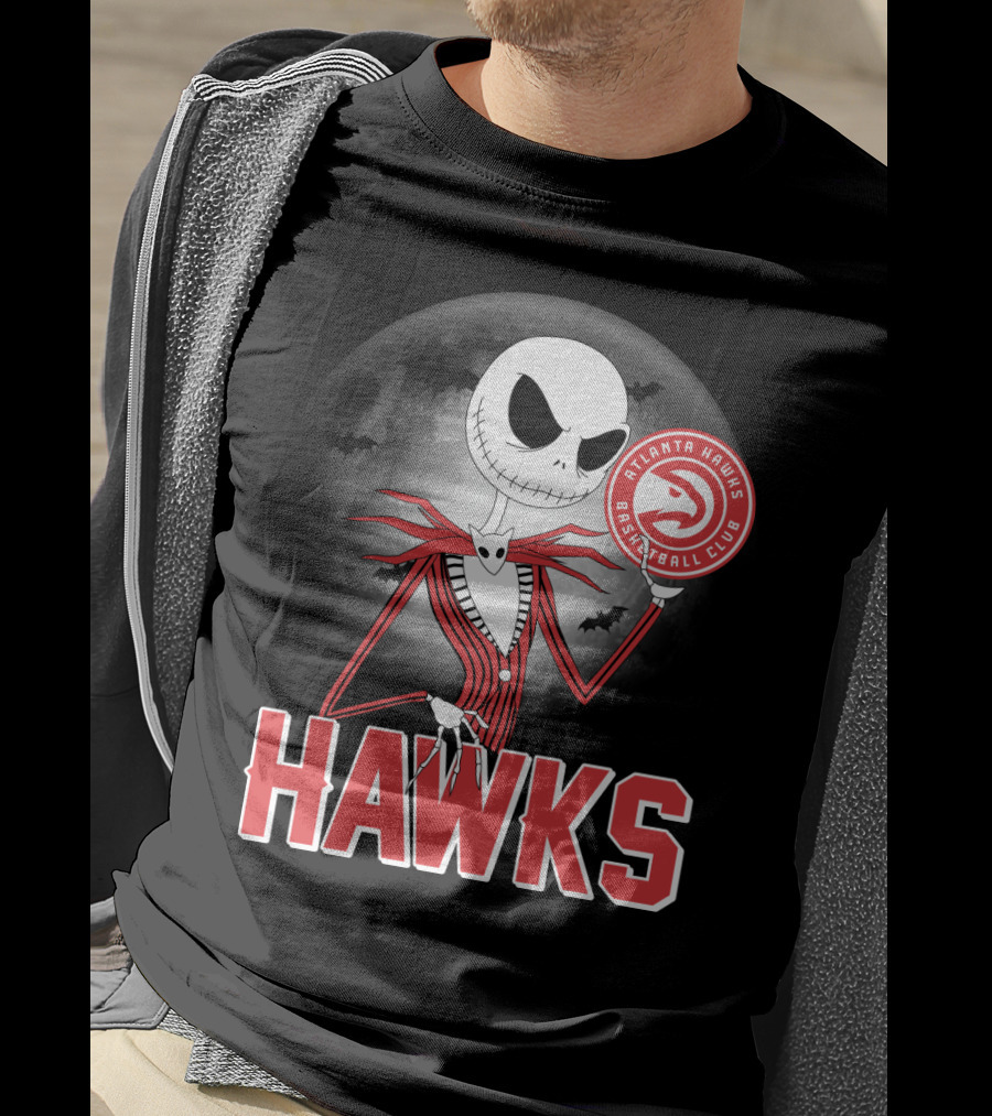 Atlanta Hawks Basketball Club Jack Skellington Halloween Hawks T-Shirt