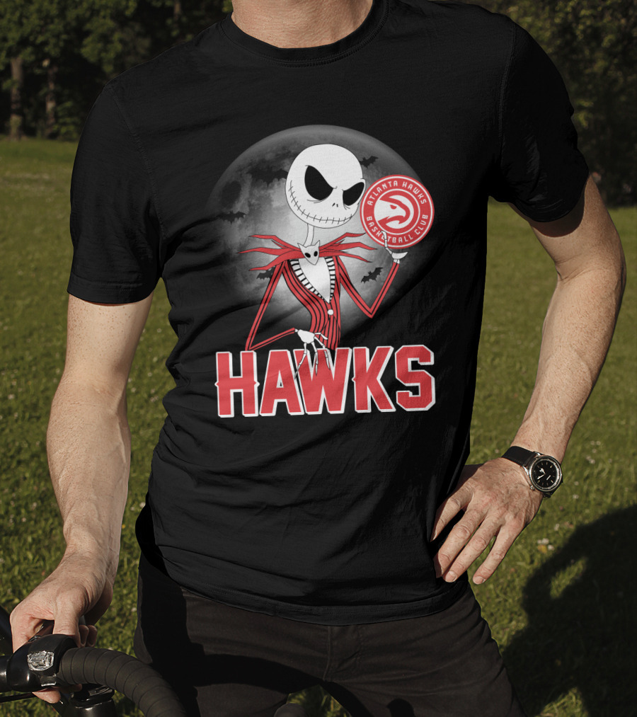Atlanta Hawks Basketball Club Jack Skellington Halloween Hawks T-Shirt