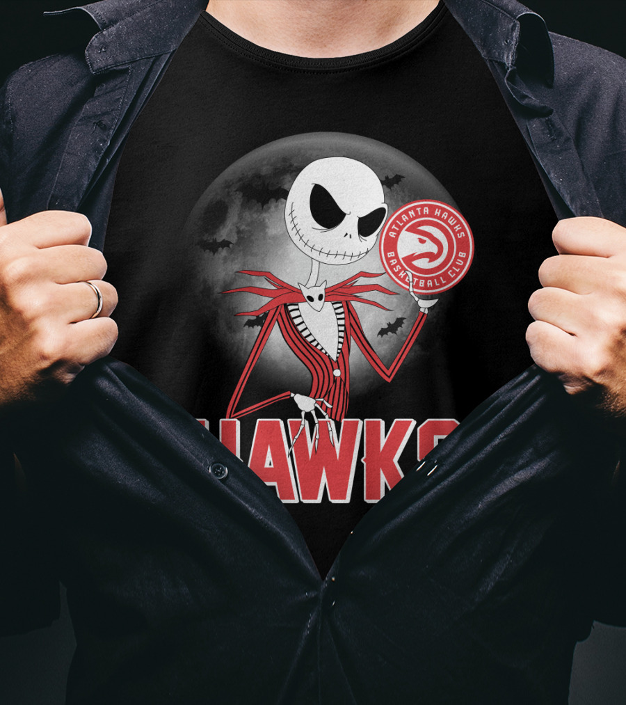 Atlanta Hawks Basketball Club Jack Skellington Halloween Hawks T-Shirt