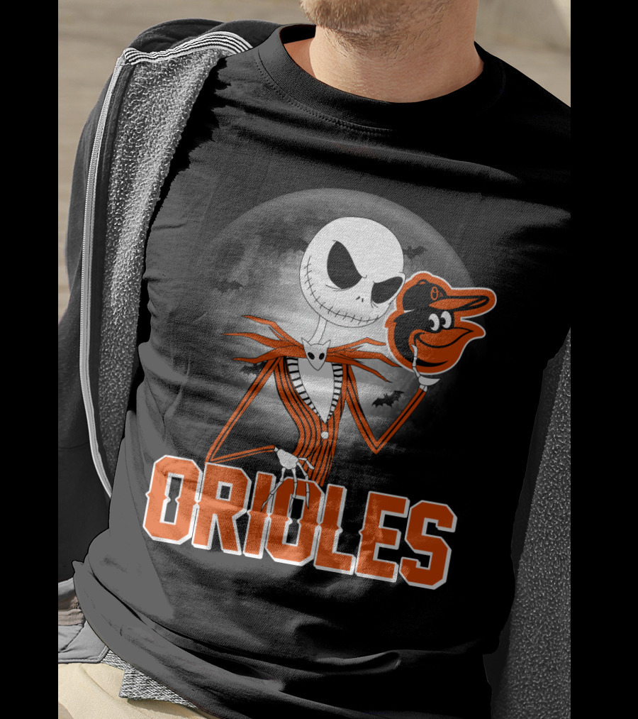 Jack Skellington Halloween Orioless Moon Bat T-Shirt
