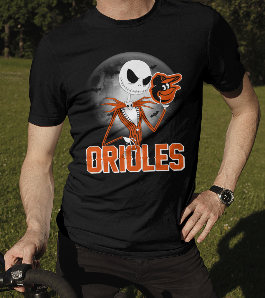Jack Skellington Halloween Orioless Moon Bat T-Shirt