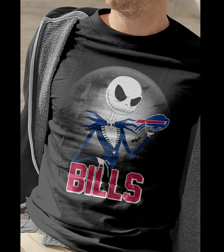 Jack Skellington Halloween Buffalo Bills Moon Bats T-Shirt