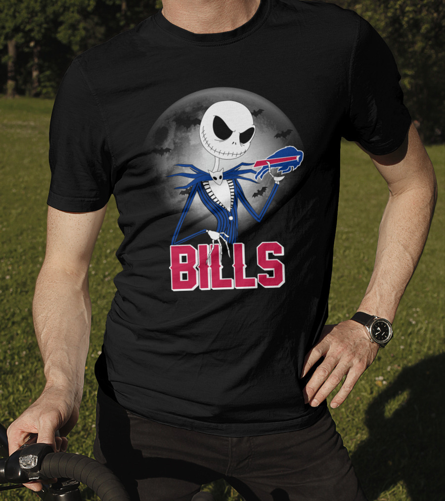 Jack Skellington Halloween Buffalo Bills Moon Bats T-Shirt