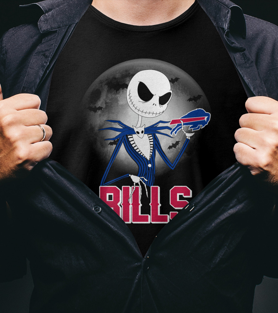 Jack Skellington Halloween Buffalo Bills Moon Bats T-Shirt