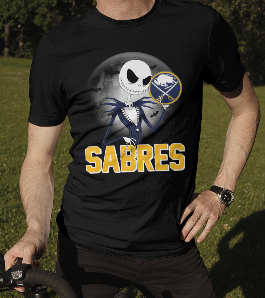 Sabres Jack Skellington Halloween Buffalo Moon Scene T-Shirt