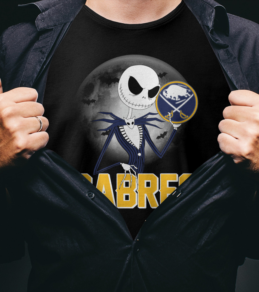 Sabres Jack Skellington Halloween Buffalo Moon Scene T-Shirt