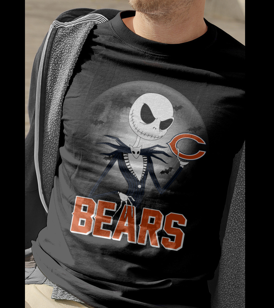 Jack Skellington Chicago Bears Halloween Moon T-Shirt