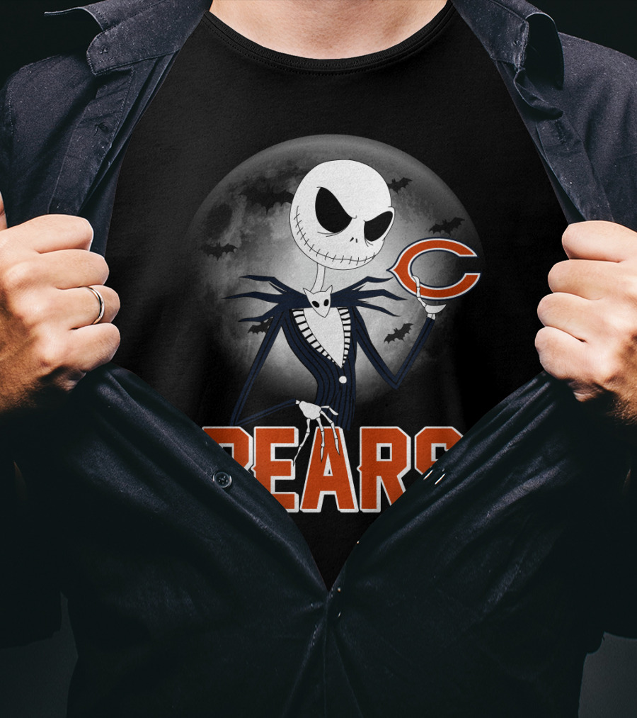Jack Skellington Chicago Bears Halloween Moon T-Shirt