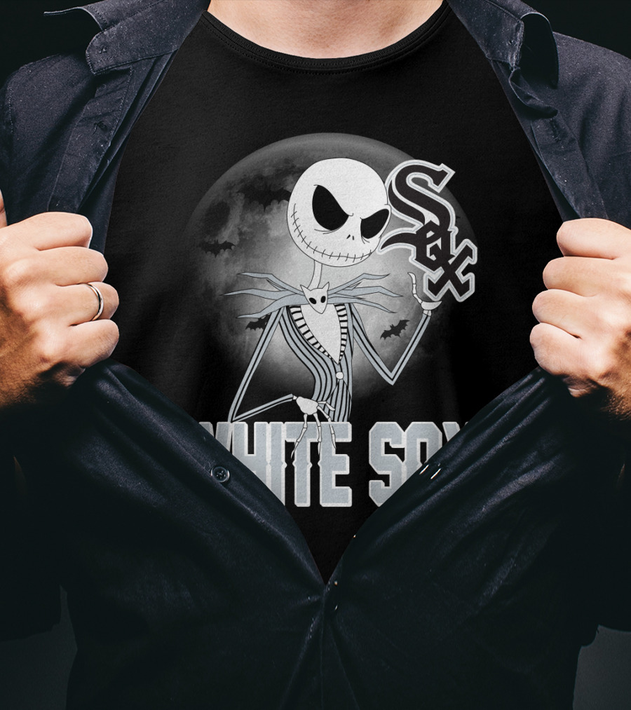Jack Skellington Halloween Chicago White Sox Moon Bats T-Shirt