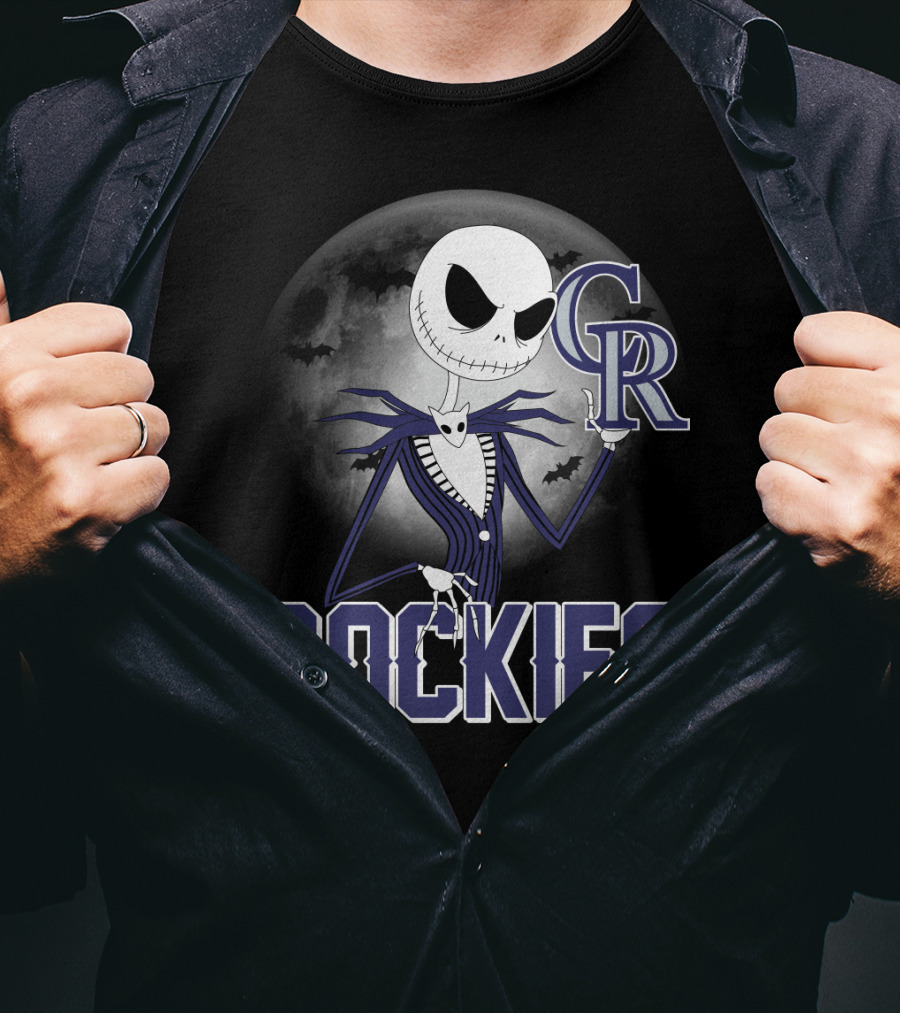 Jack Skellington Halloween Colorado Rockies Moon T-Shirt