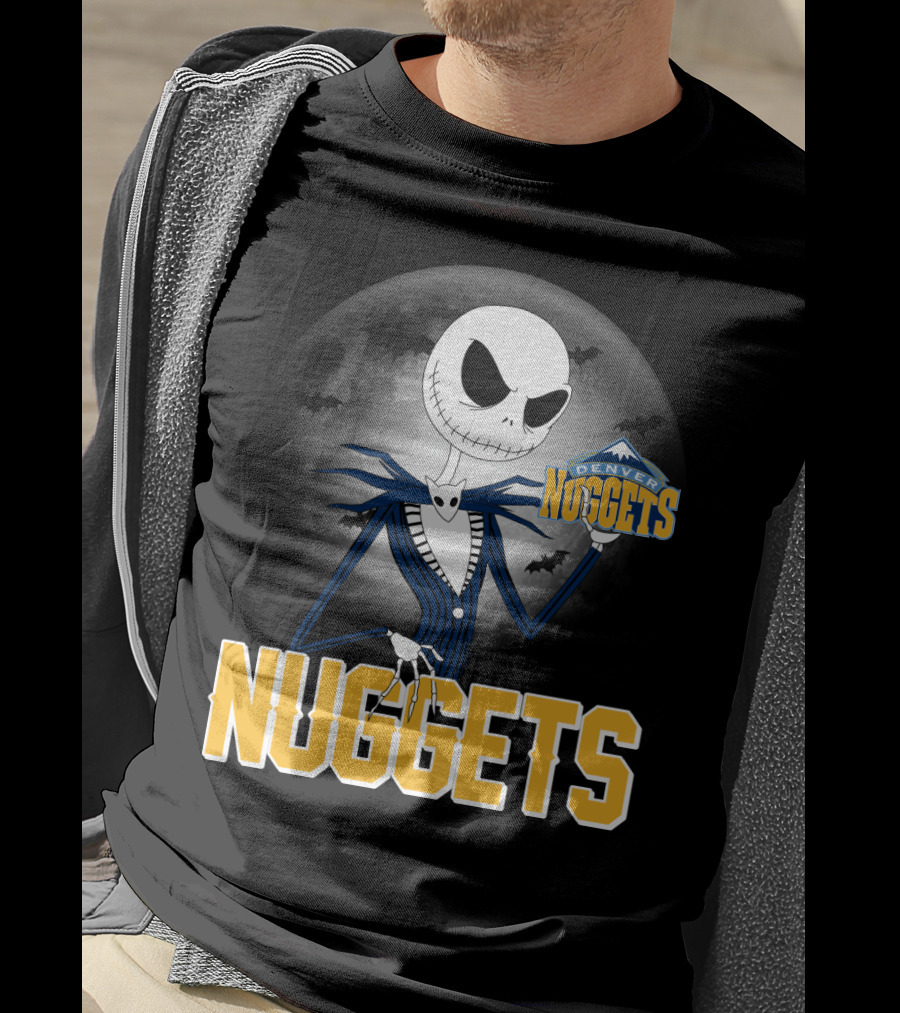 Jack Skellington Denver Nuggets Halloween Moon Bats T-Shirt