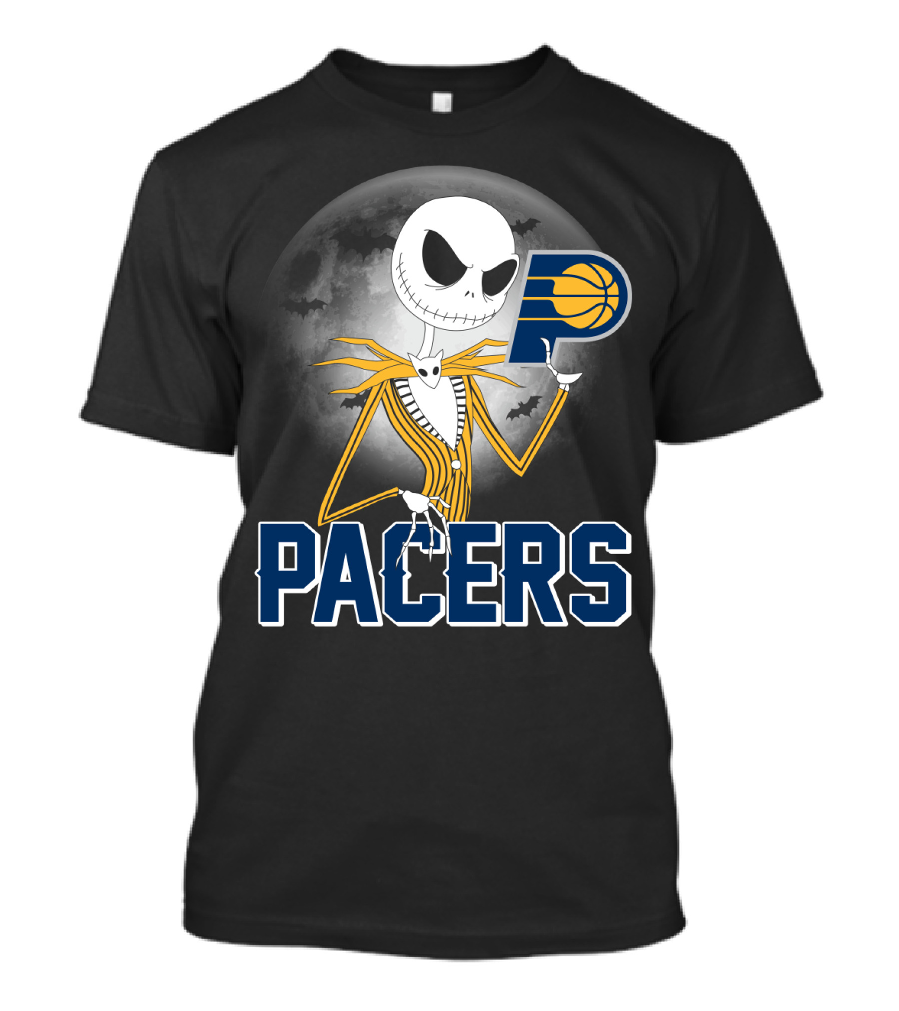 Jack Skellington Halloween Indiana Pacers Basketball Moon Bats T-Shirt