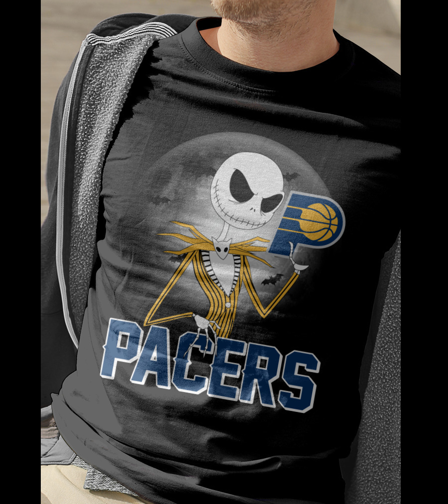 Jack Skellington Halloween Indiana Pacers Basketball Moon Bats T-Shirt