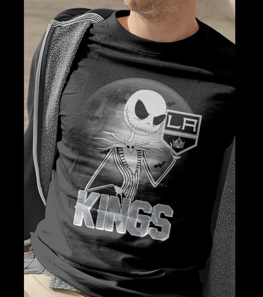 Jack Skellington Los Angeles Kings Halloween Moon Background T-Shirt
