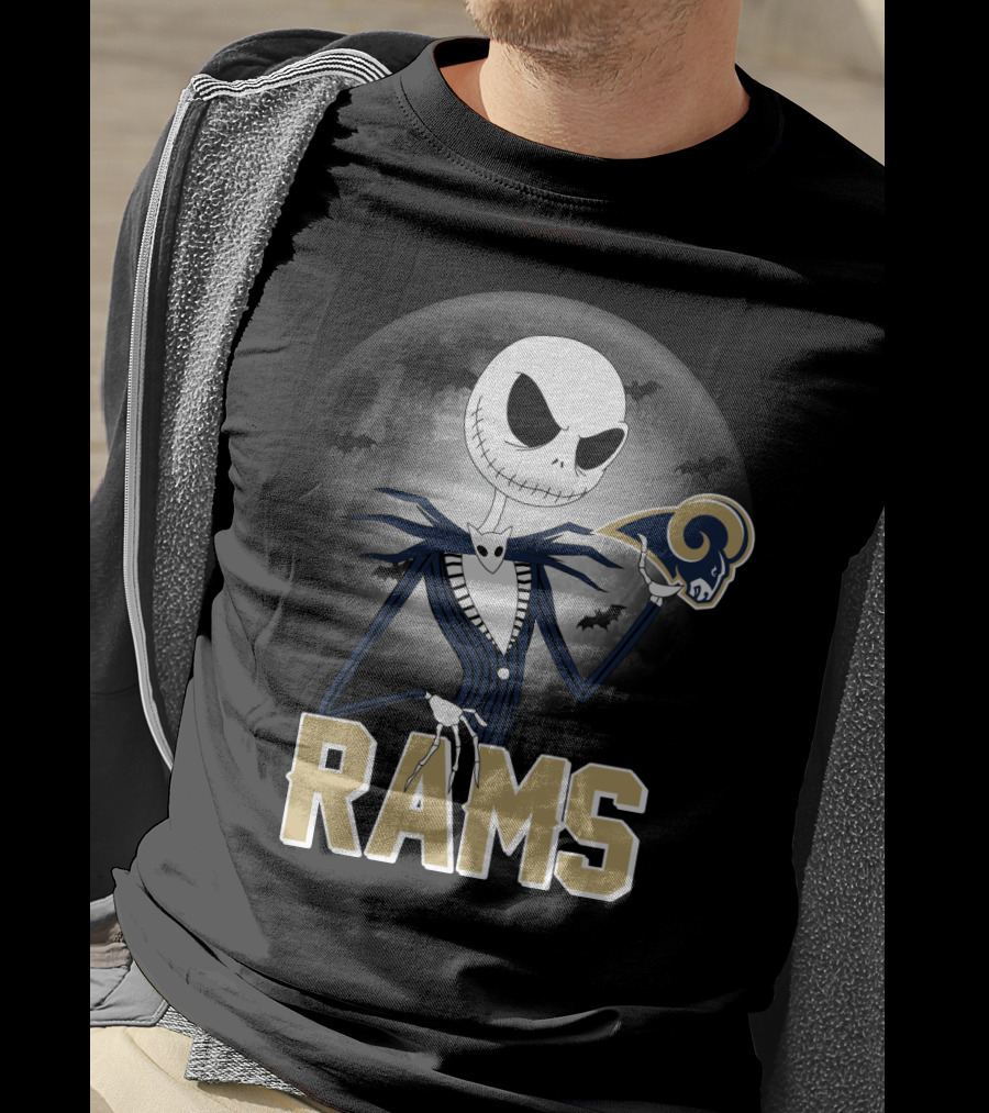 Jack Skellington Halloween Rams Moon Logos T-Shirt