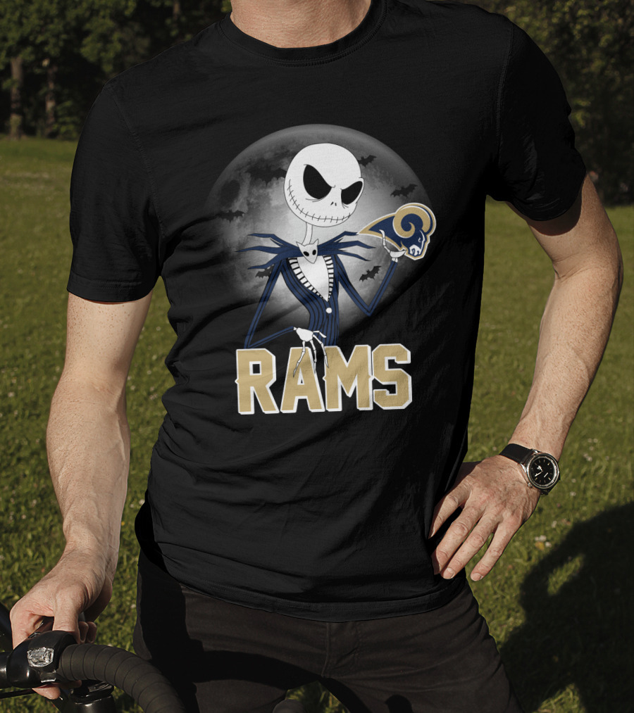 Jack Skellington Halloween Rams Moon Logos T-Shirt