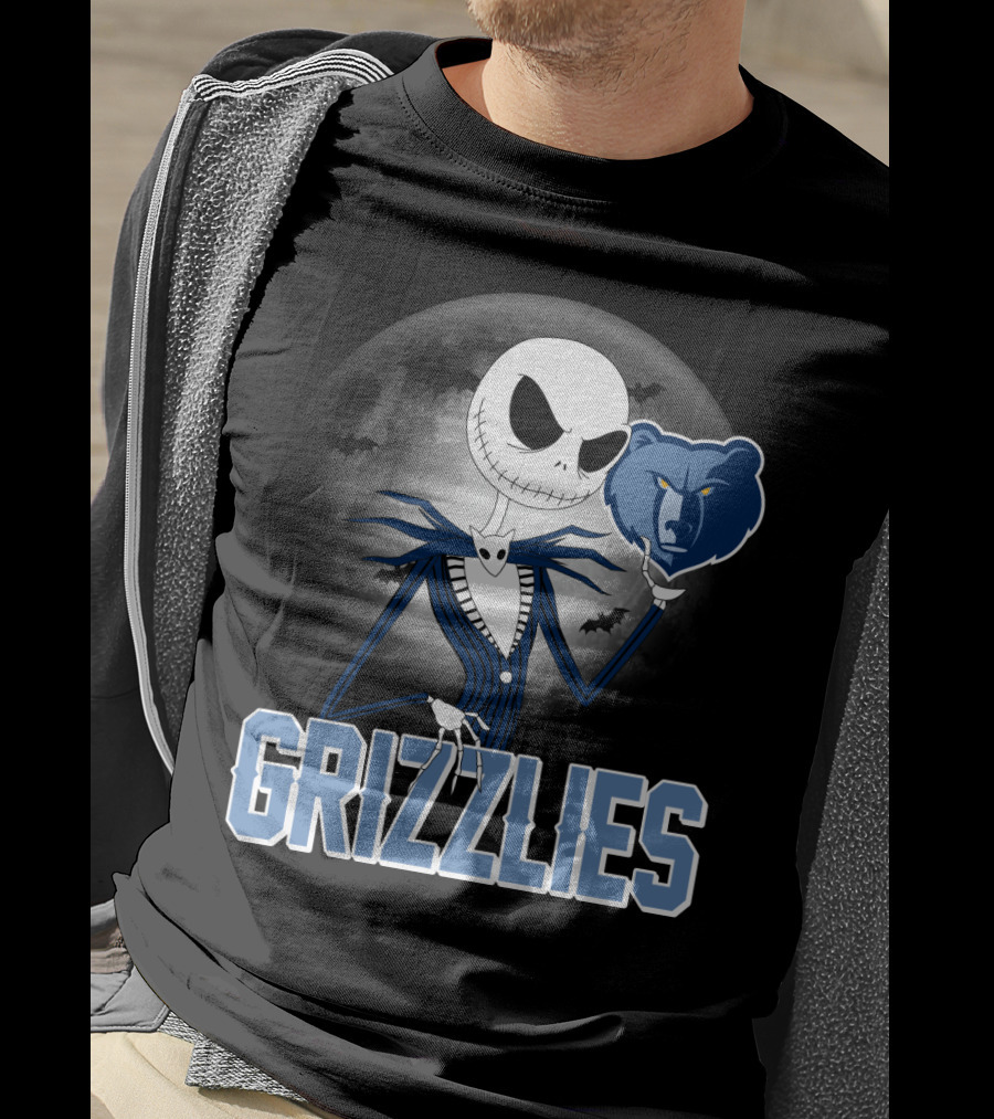 Jack Skellington Grizzlies Halloween Moon T-Shirt