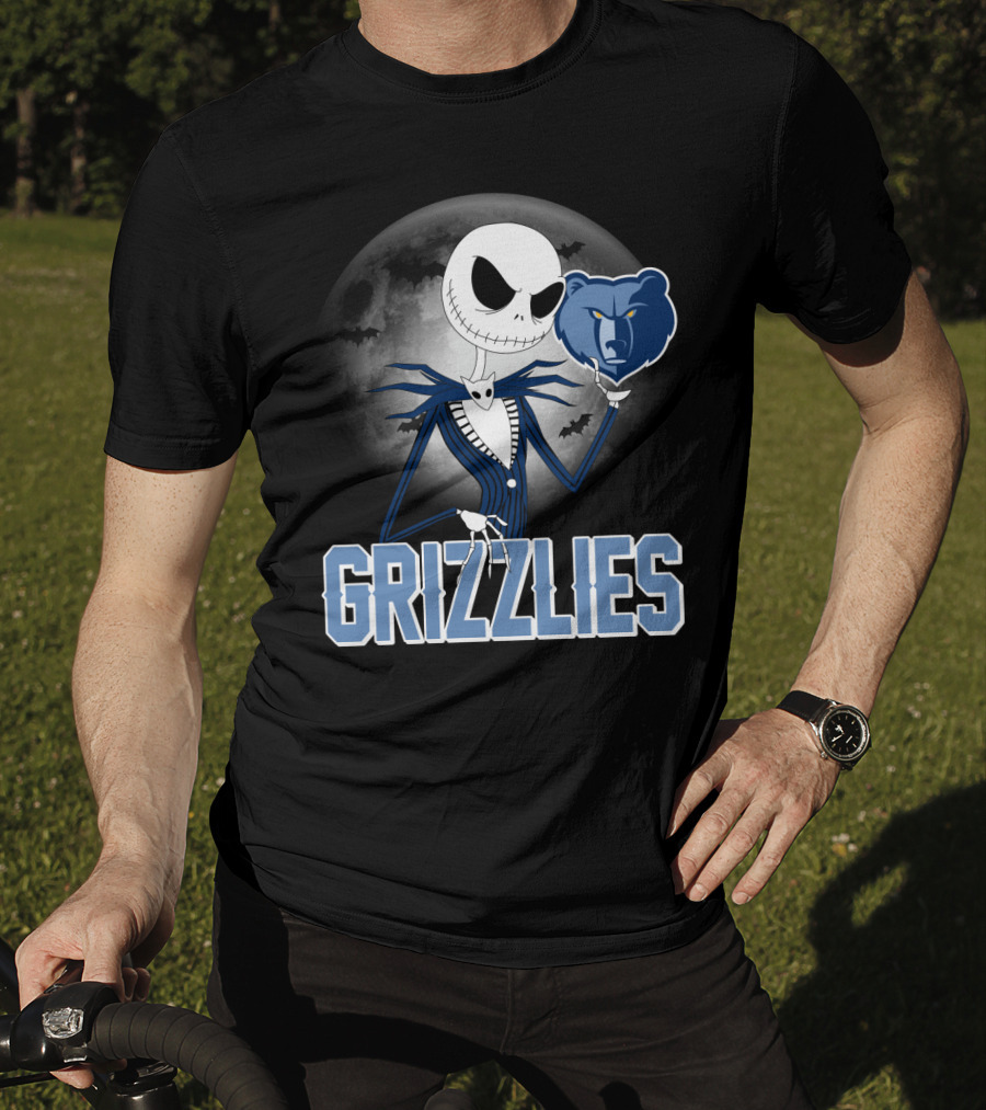 Jack Skellington Grizzlies Halloween Moon T-Shirt