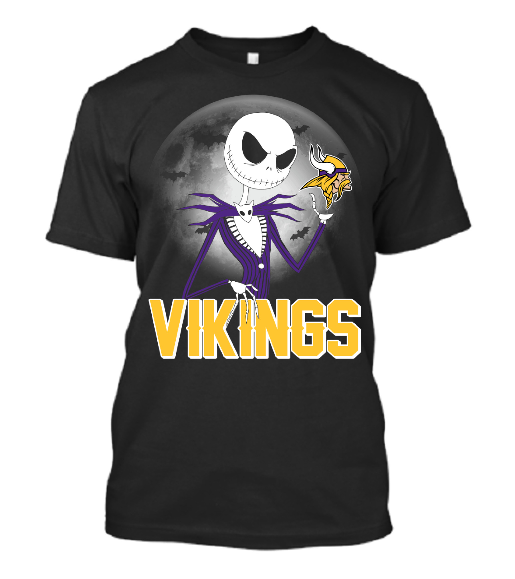 Jack Skellington Vikings Halloween Minnesota Football Theme T-Shirt