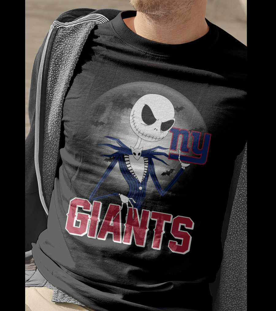 Jack Skellington New York Giants Halloween Moon T-Shirt