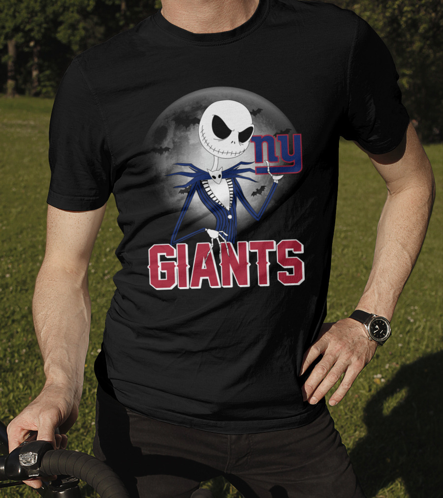 Jack Skellington New York Giants Halloween Moon T-Shirt