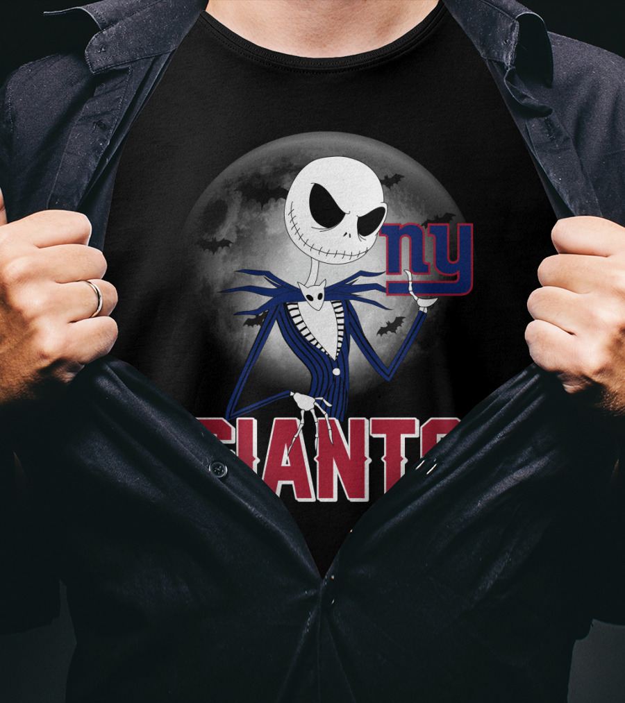 Jack Skellington New York Giants Halloween Moon T-Shirt