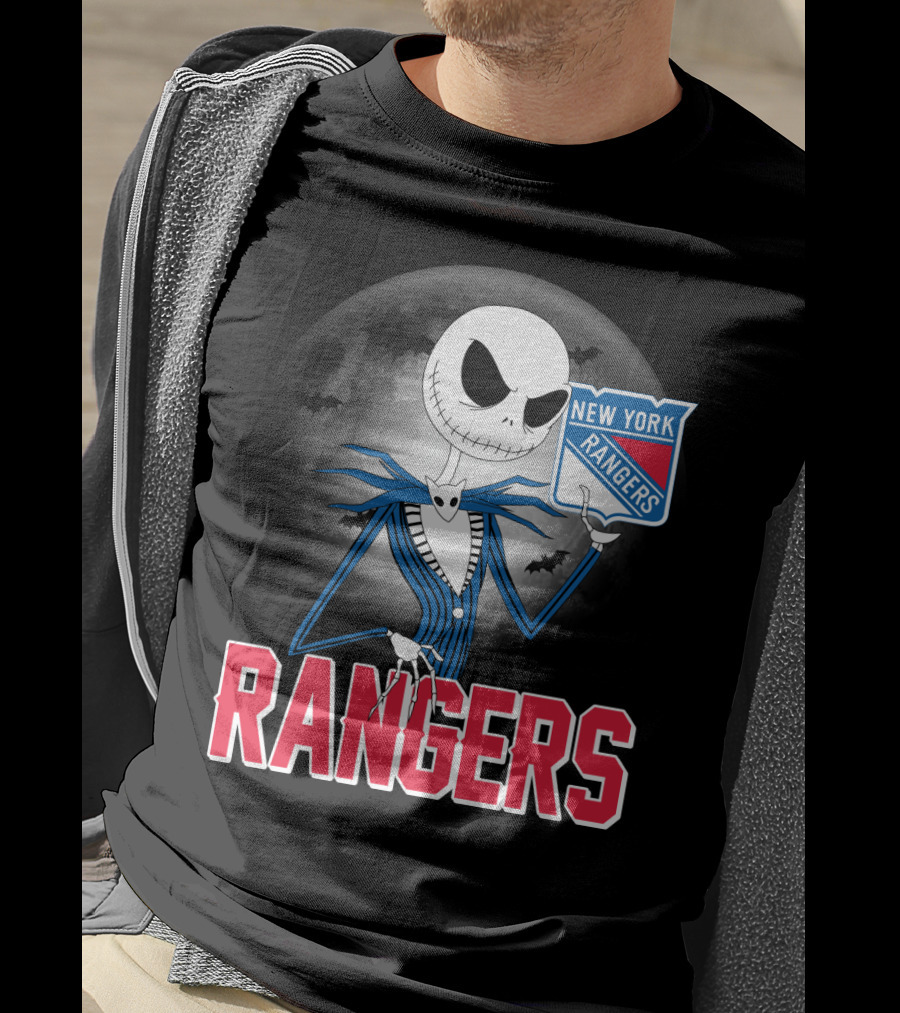 Jack Skellington New York Rangers Halloween Moon T-Shirt