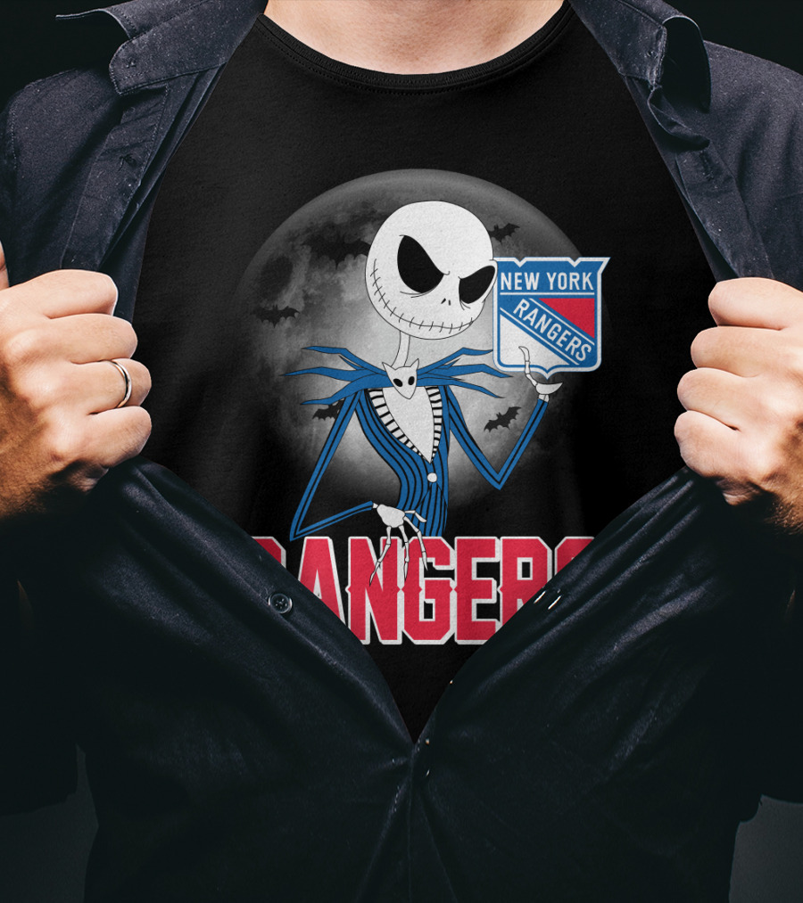 Jack Skellington New York Rangers Halloween Moon T-Shirt