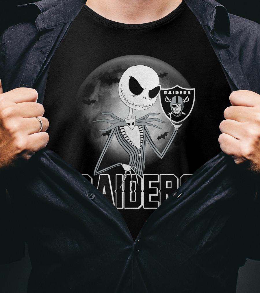 Jack Skellington Raiders Halloween Moon T-Shirt
