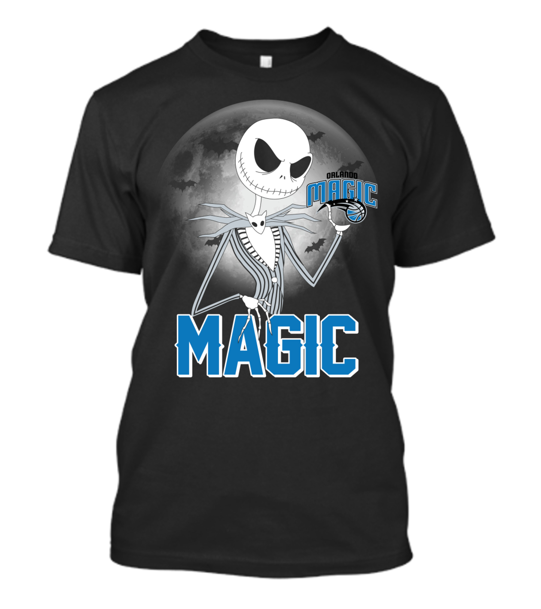 Jack Skellington Orlando Magic Halloween Moon Bats T-Shirt