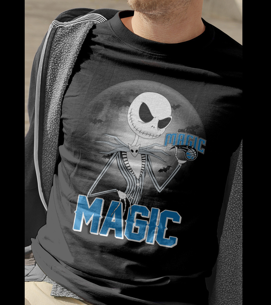 Jack Skellington Orlando Magic Halloween Moon Bats T-Shirt