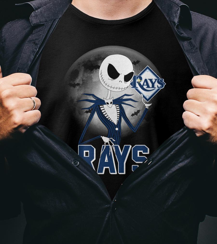 Jack Skellington Tampa Bay Rays Halloween Moon T-Shirt
