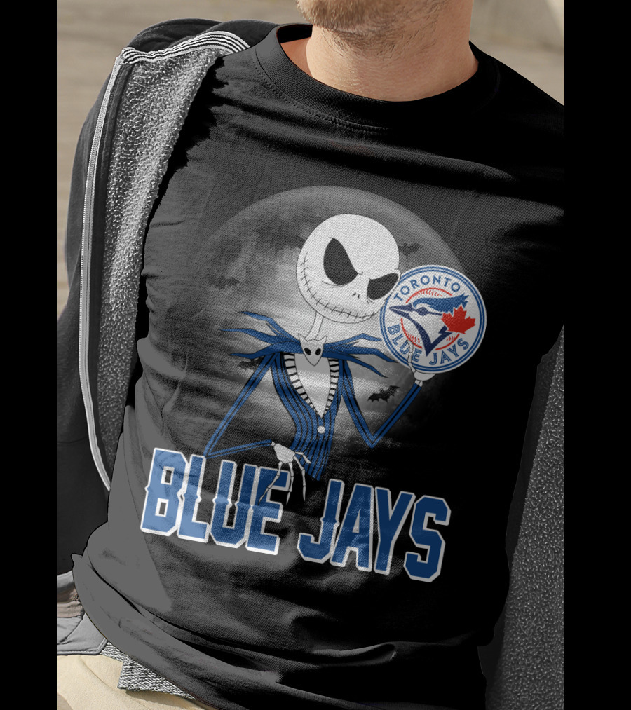 Jack Skellington Toronto Blue Jays Halloween Moon Bats T-Shirt