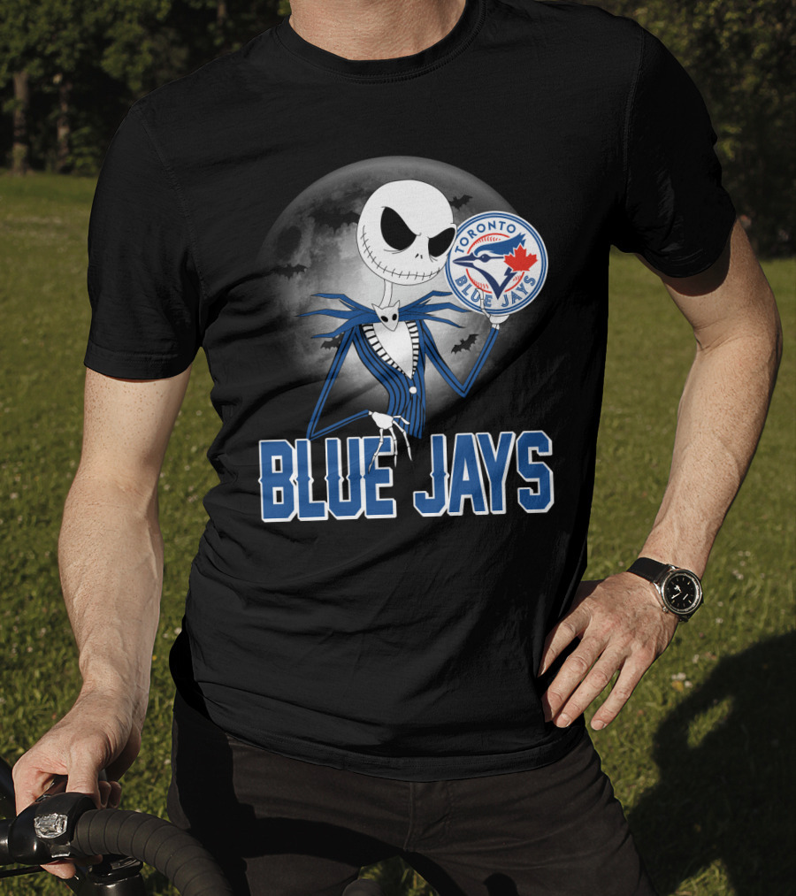 Jack Skellington Toronto Blue Jays Halloween Moon Bats T-Shirt