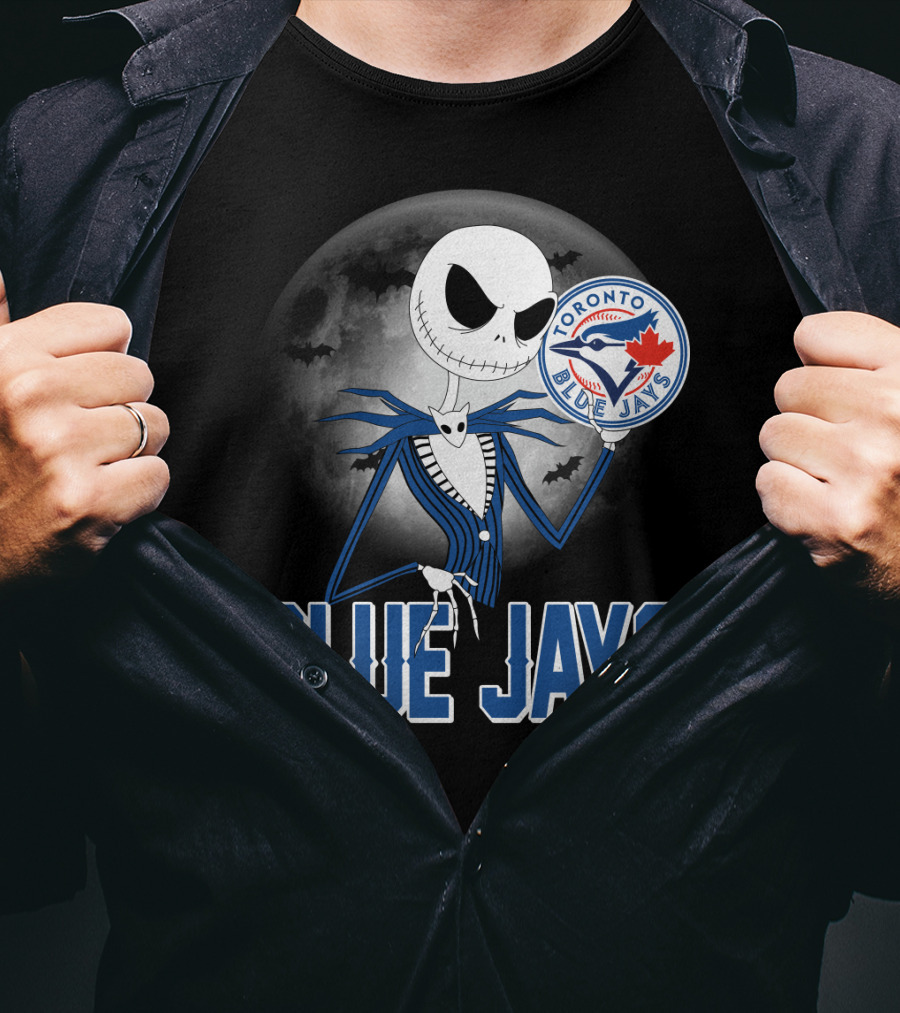 Jack Skellington Toronto Blue Jays Halloween Moon Bats T-Shirt