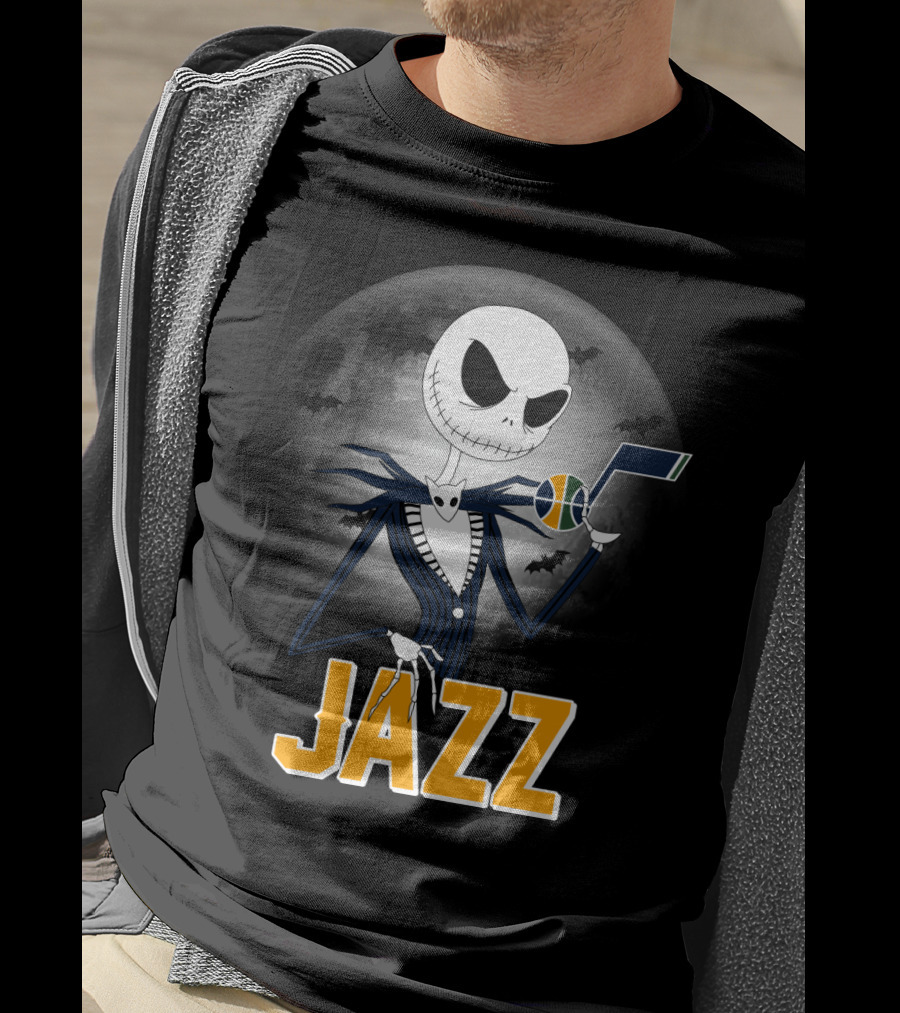 Jack Skellington Halloween Utah Jazz Moonlit Fans T-Shirt