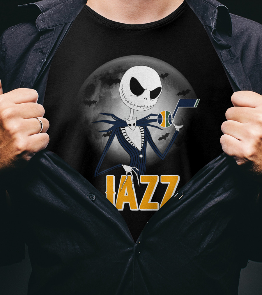 Jack Skellington Halloween Utah Jazz Moonlit Fans T-Shirt