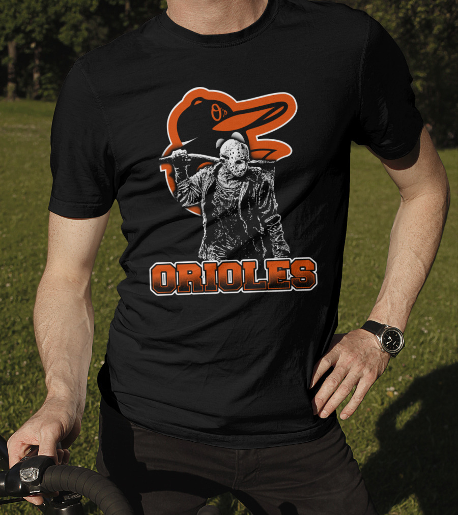 Baltimore Orioles Jason Voorhees Crossover With Iconic Orioles Bird T-Shirt
